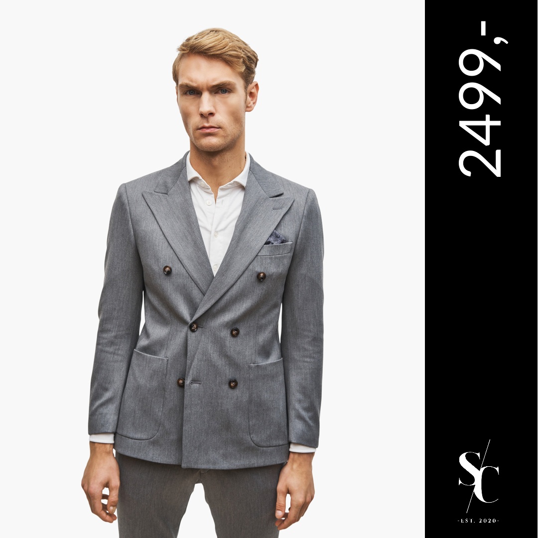Se Suit Club - Marseille Grey Doublebreasted Two-piece Suit hos Suitclub.dk