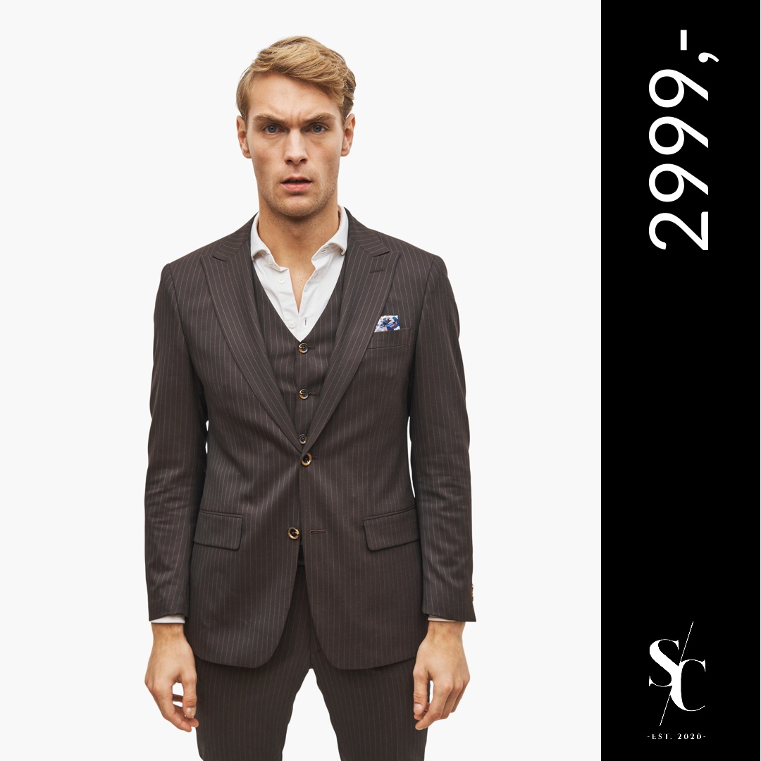 Se Suit Club - London Brown Three-piece Suit hos Suitclub.dk