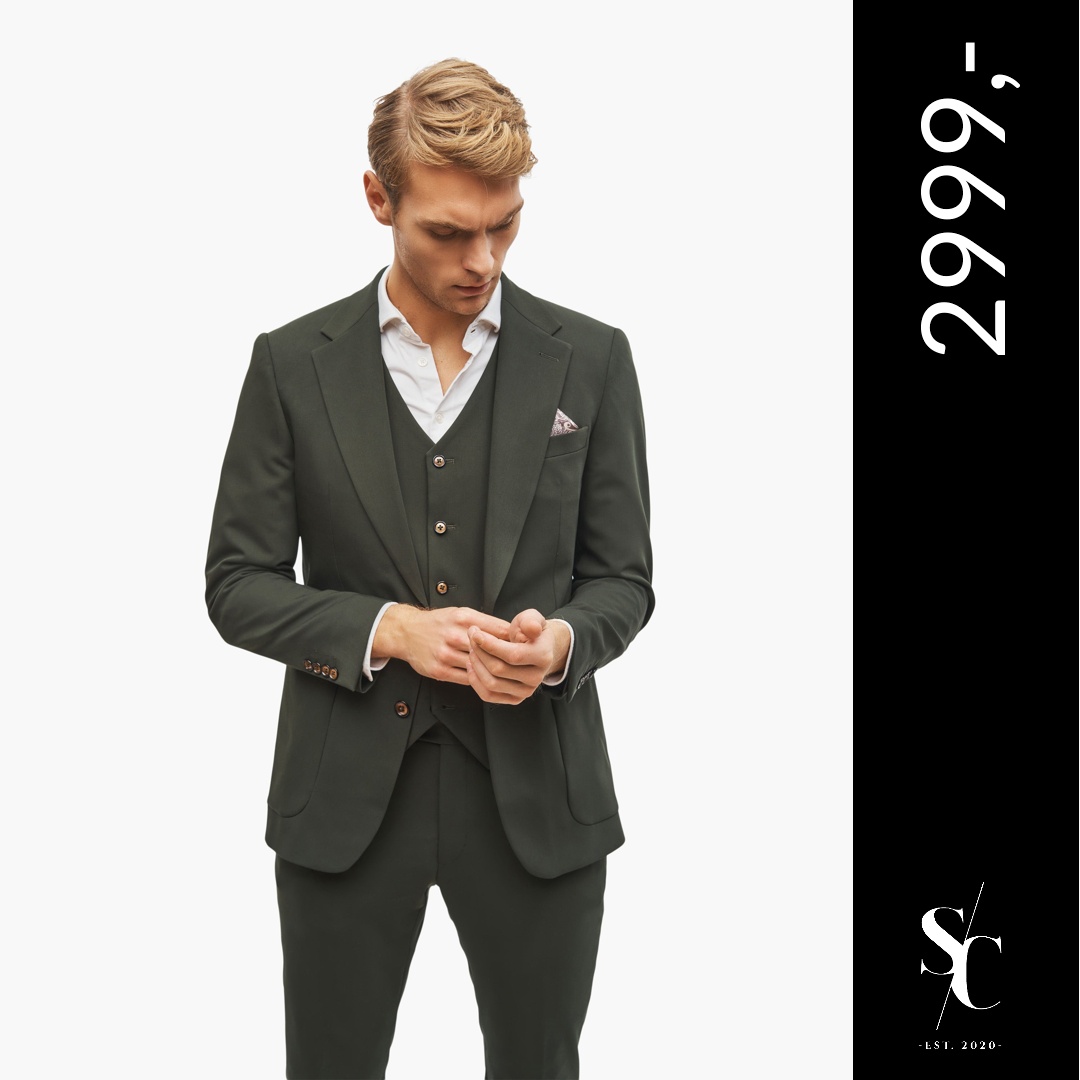 Se Suit Club - Miami Green Three-piece Suit hos Suitclub.dk