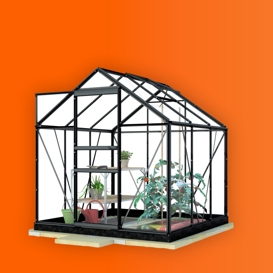 LYKKE DRIVHUS HYBRID 3,8M2, SORT