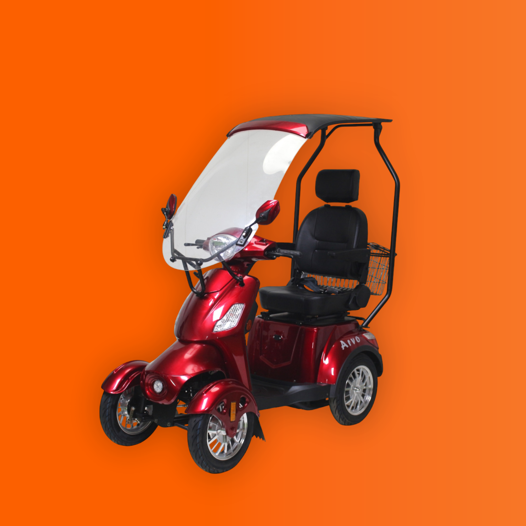 ARVO MOBILITETSSCOOTER MED KALECHE P600 RØD