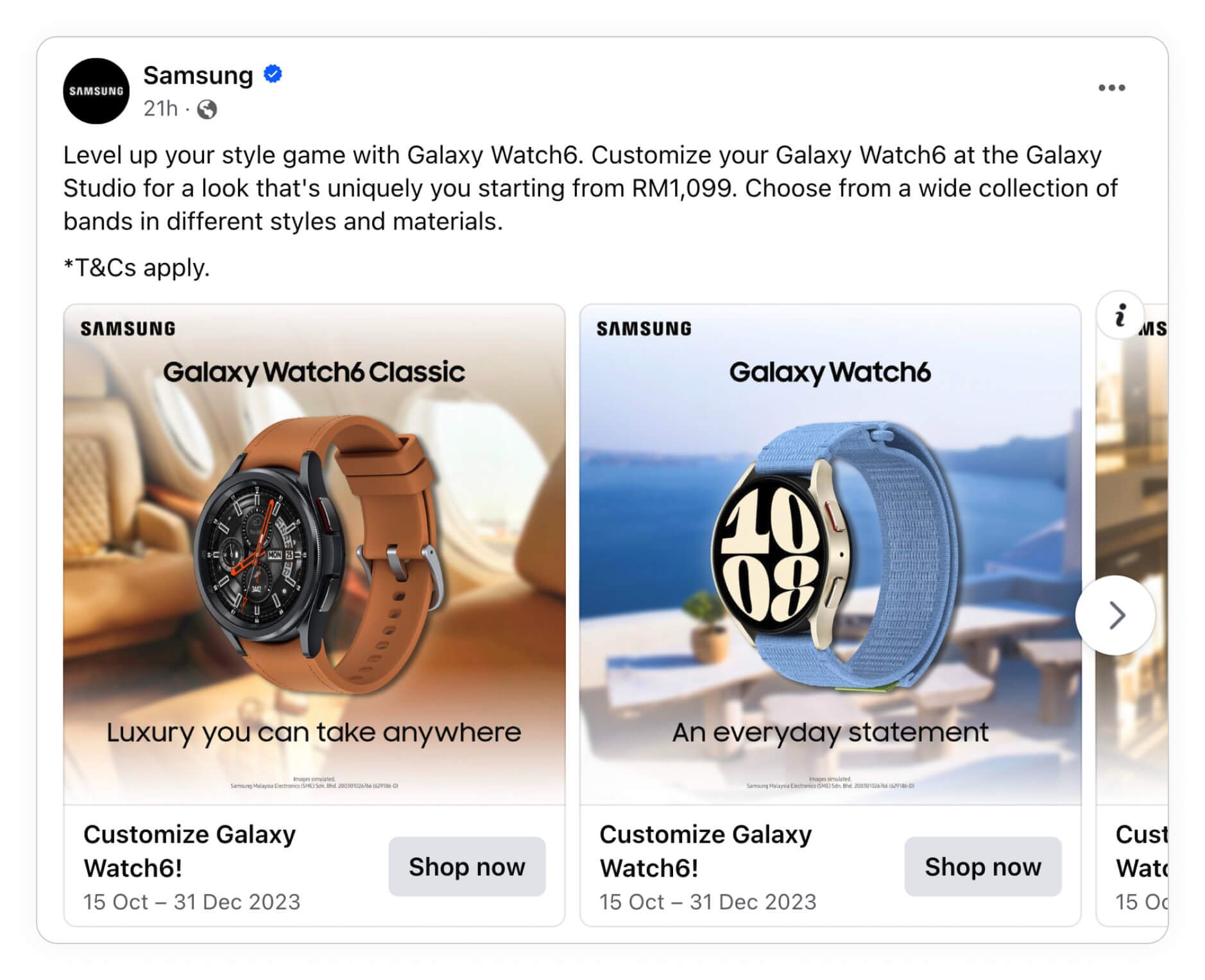 Samsung watch catalog ad example product names