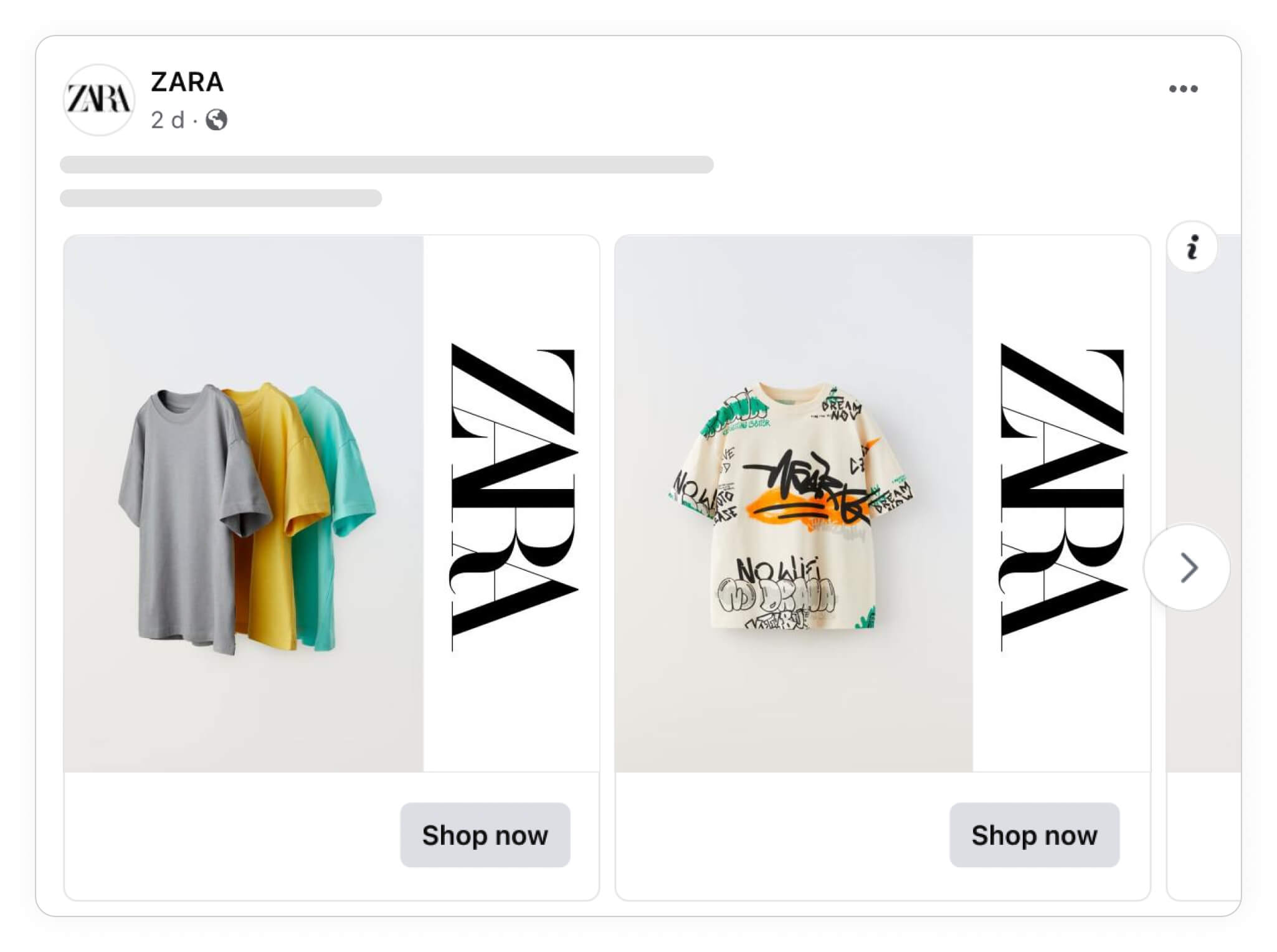 zara catalog ad example