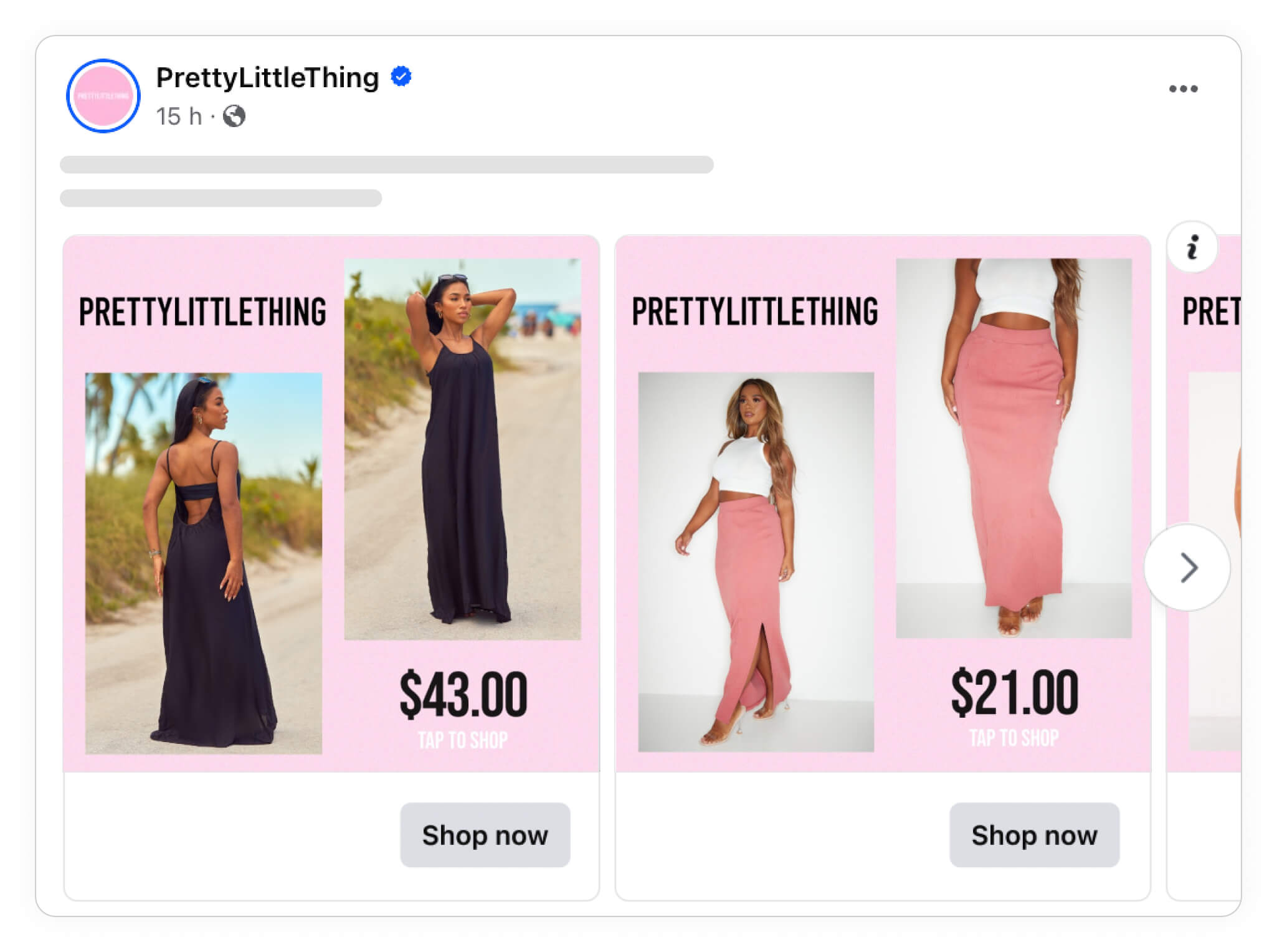 pretty little thing standard catalog ad example