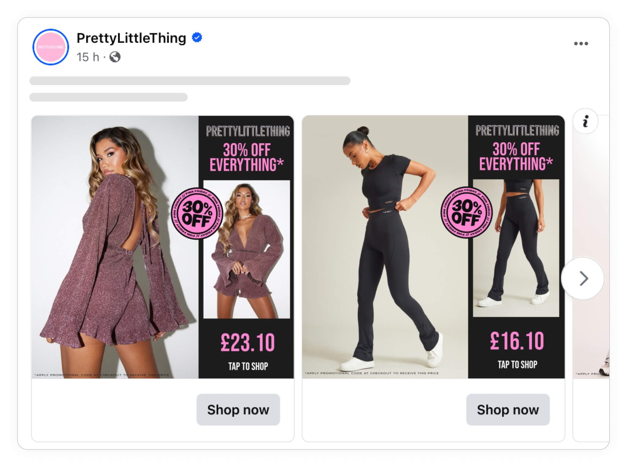 pretty little thing catalog ads pink friday example