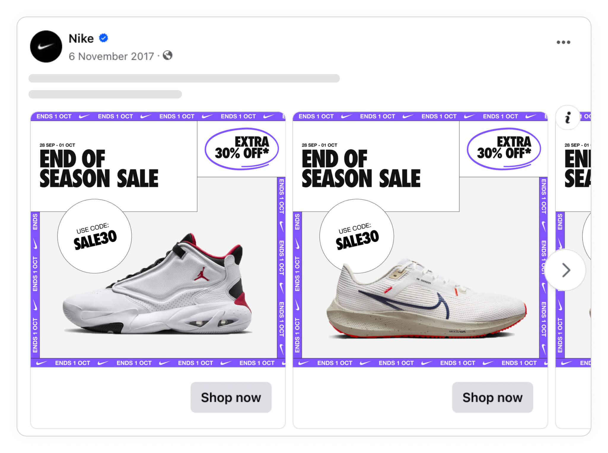 nike end of season sale