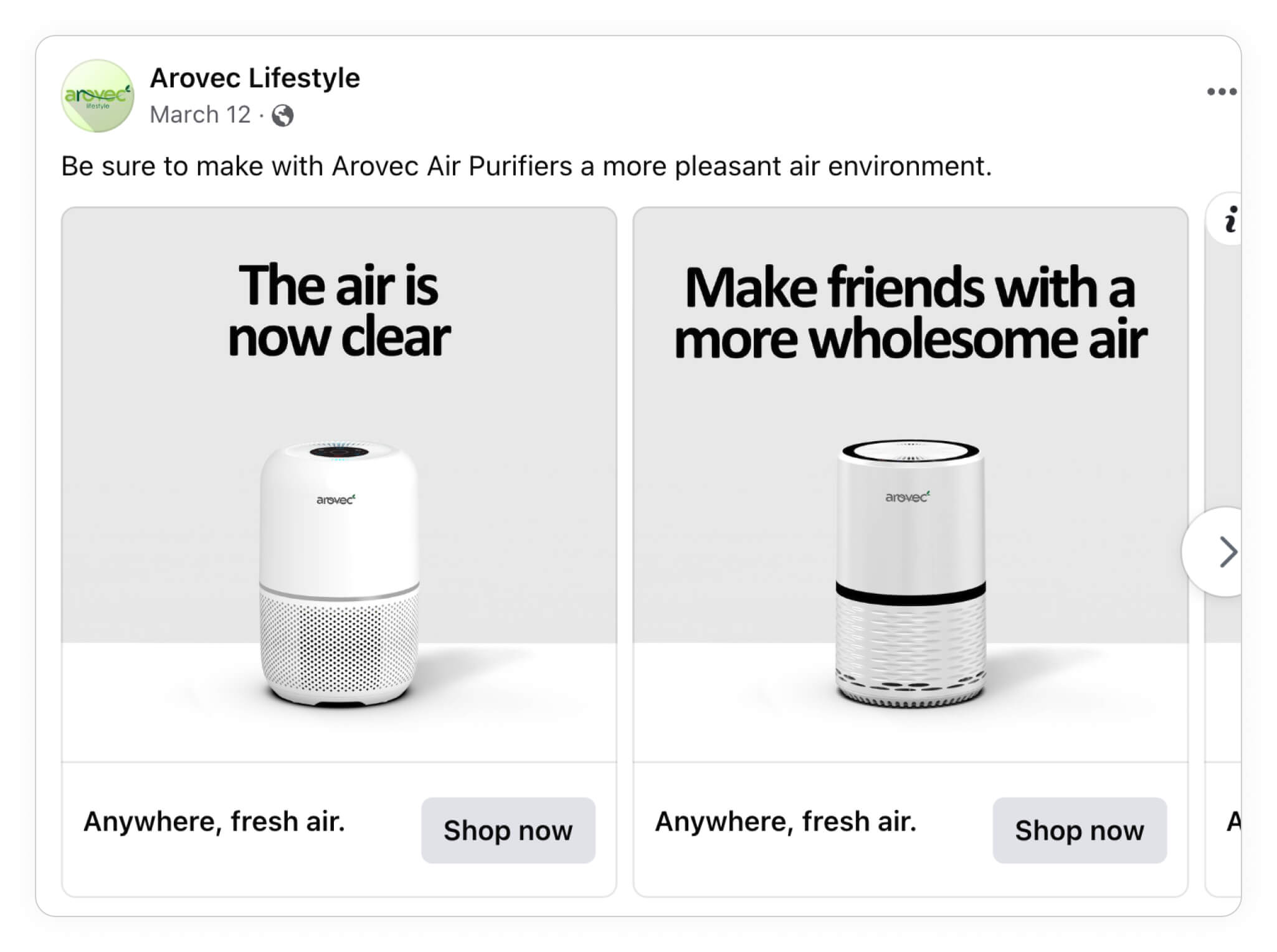 air purifier catalog ads example