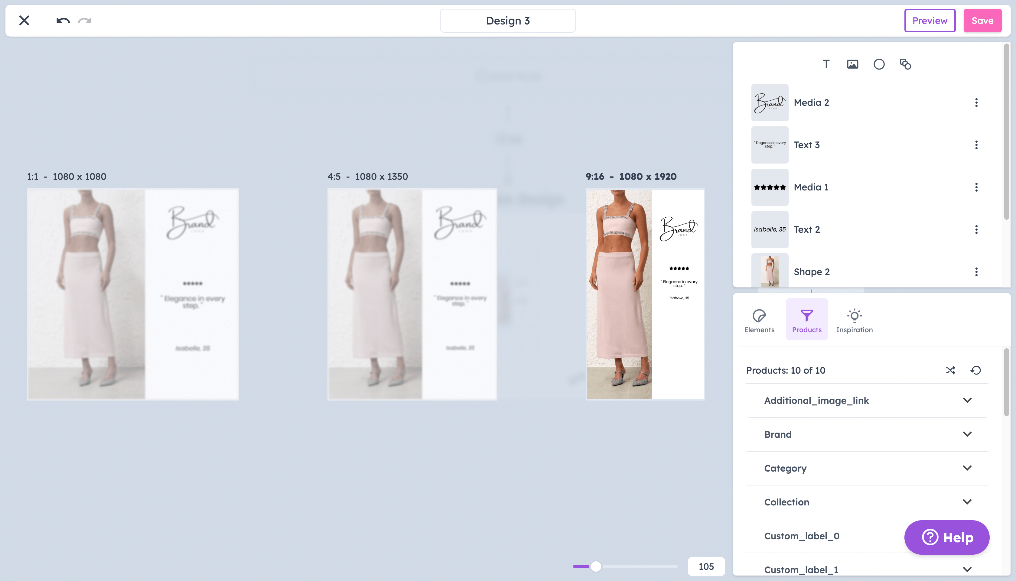 A Confect design with multiple formats