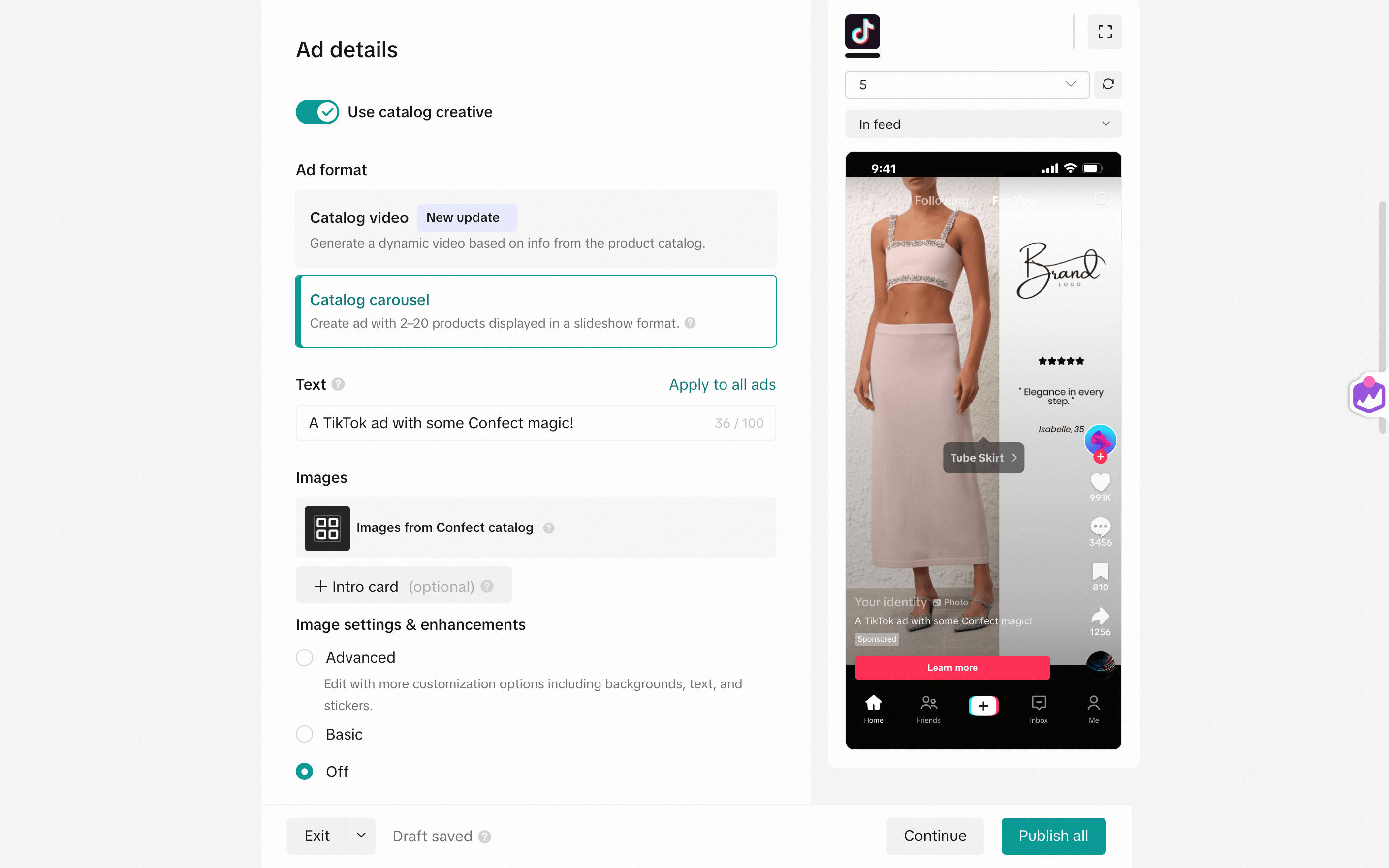 A Tiktok ad using Confect designs