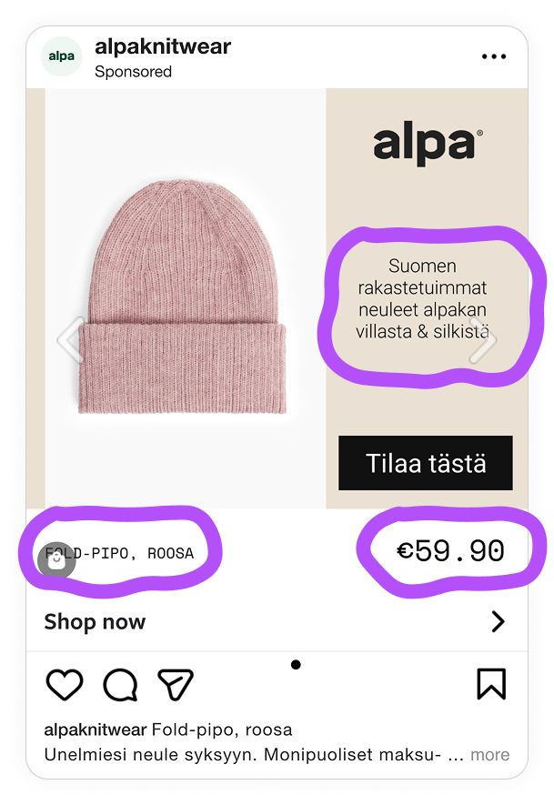 alpa instagram ad example three highlighters catalog ad of the week