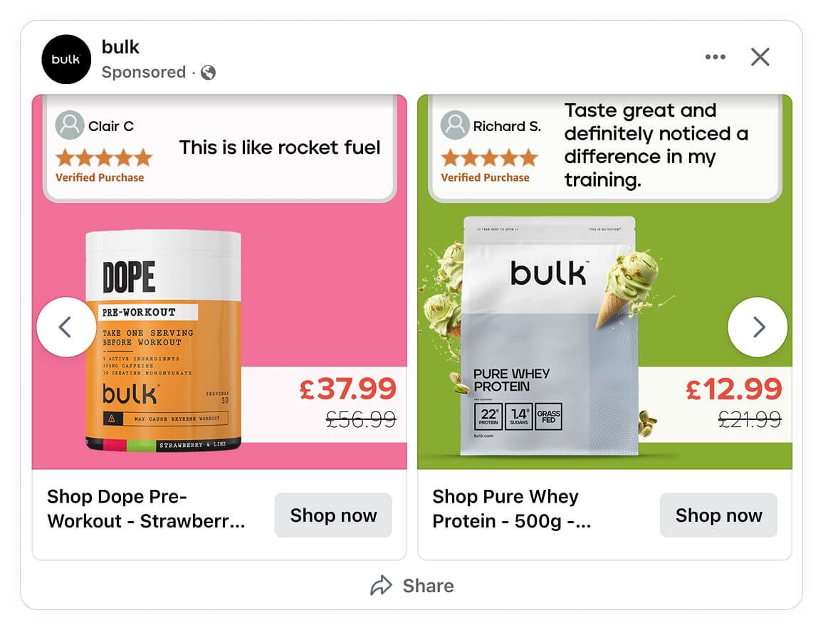 attention grabbing background bulk facebook catalog ad example