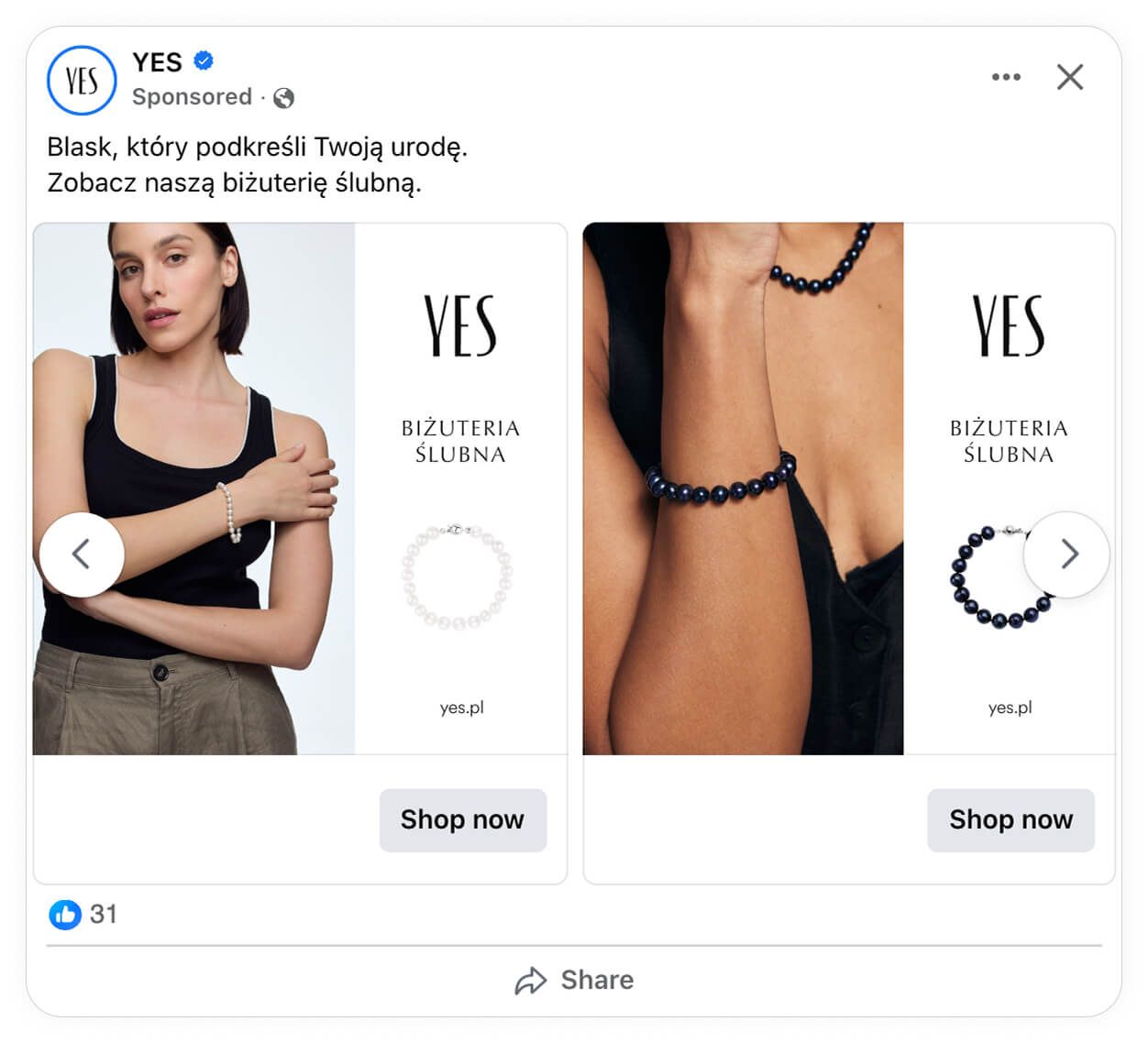 bizuteria yes catalog ad example facebook