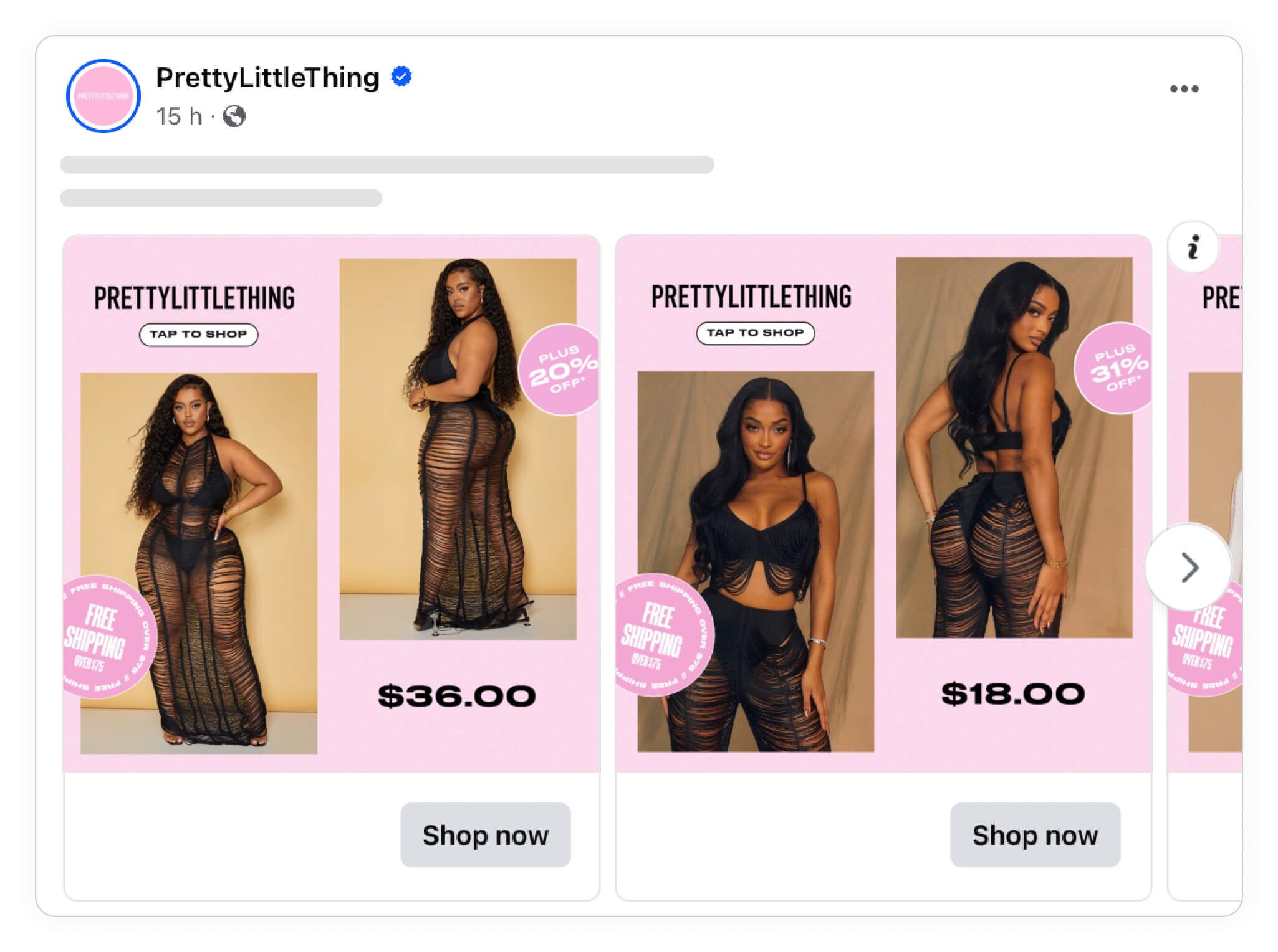 bottom funnel retargeting pretty little thing catalog ad