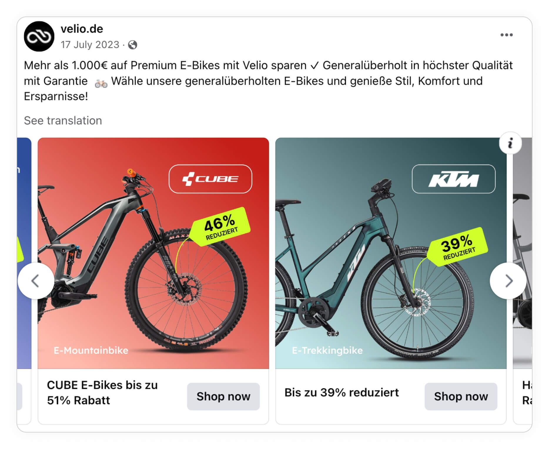 bottom funnel retargeting velio catalog ad