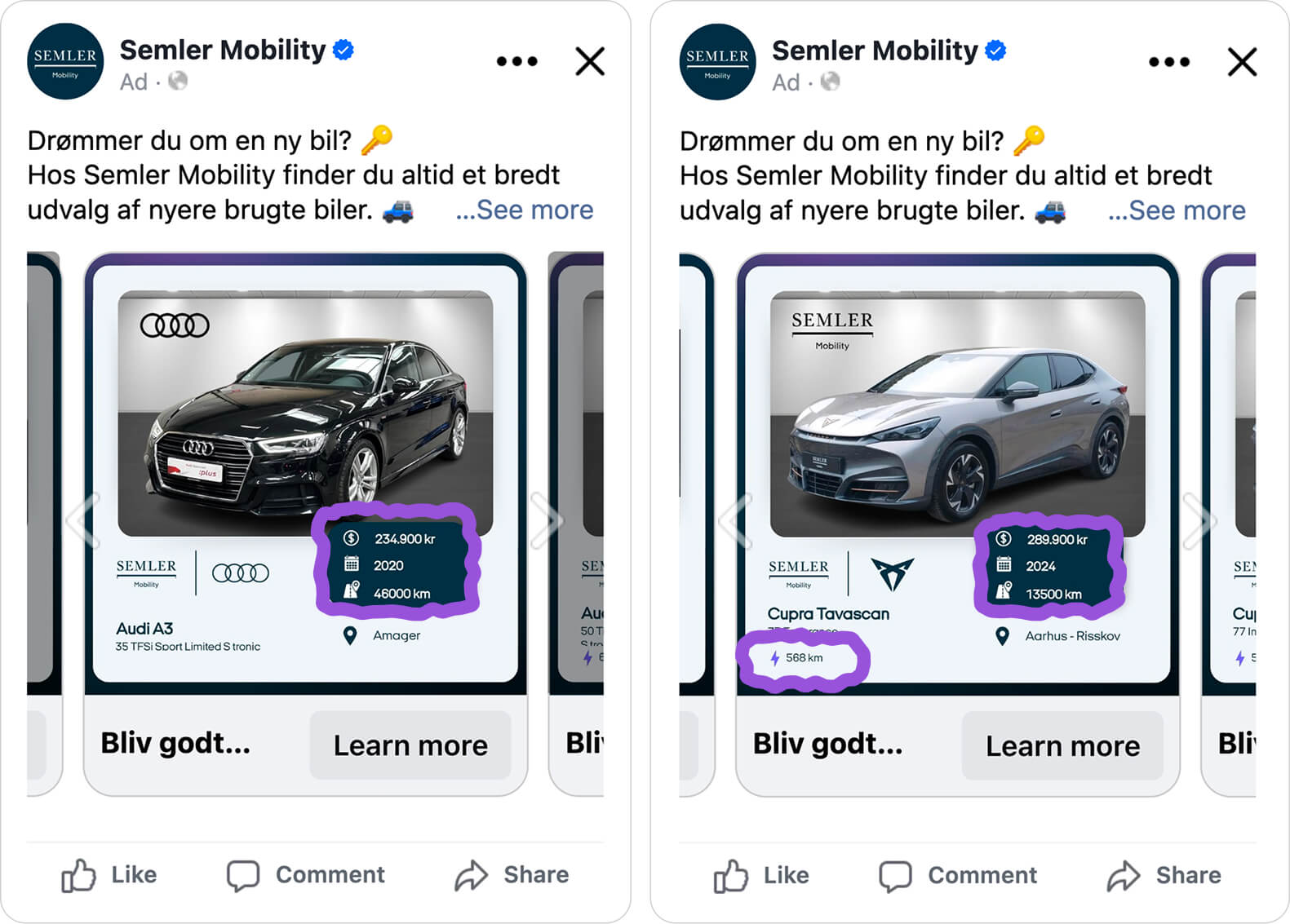 combustion vs electrical car catalog ads