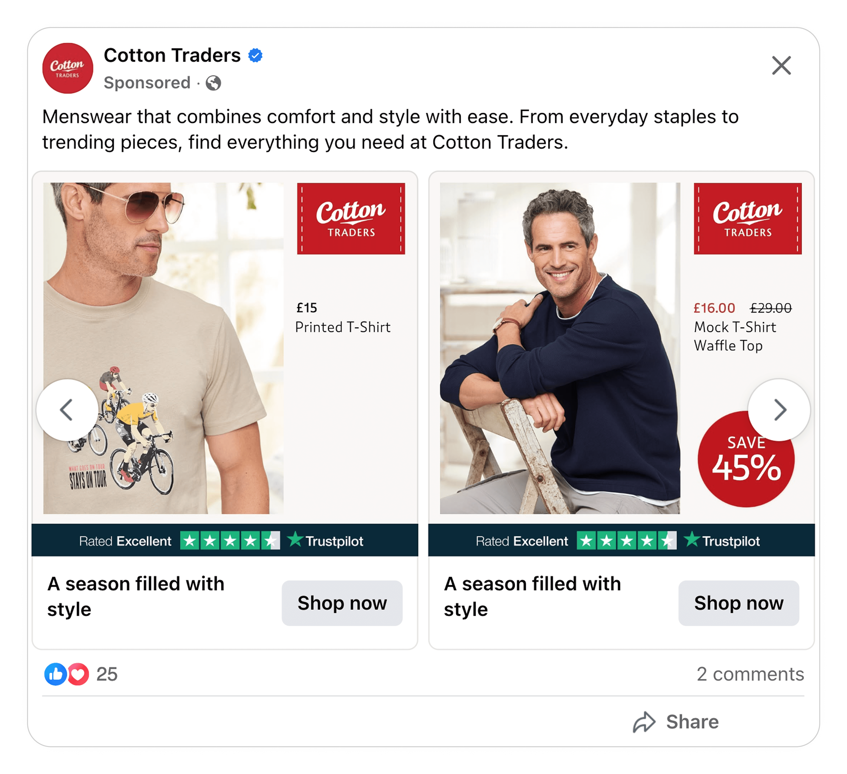 cotton traders facebook ad example no highlighters catalog ad of the week