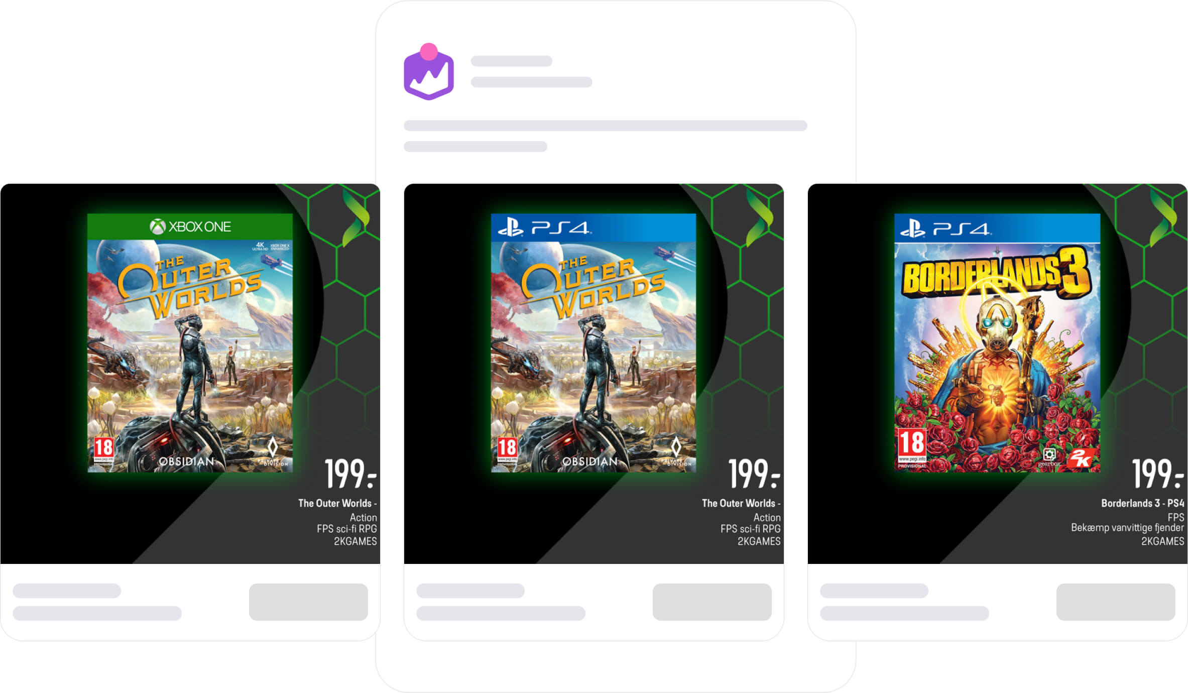 elgiganten use gaming design for category in facebook dynamic product ads