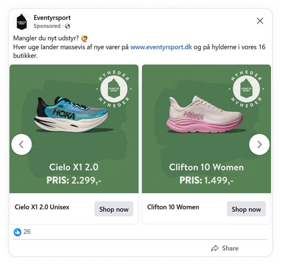 eventyrsport catalog ad of the week example facebook ad