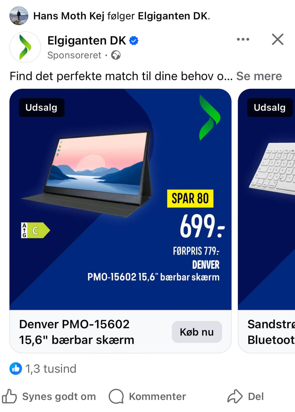 facebook carousel ad example elgiganten dk