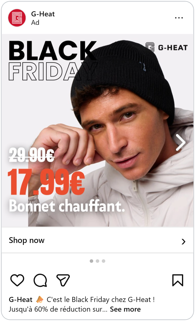 g-heat black friday 2026 instagram catalog ad example