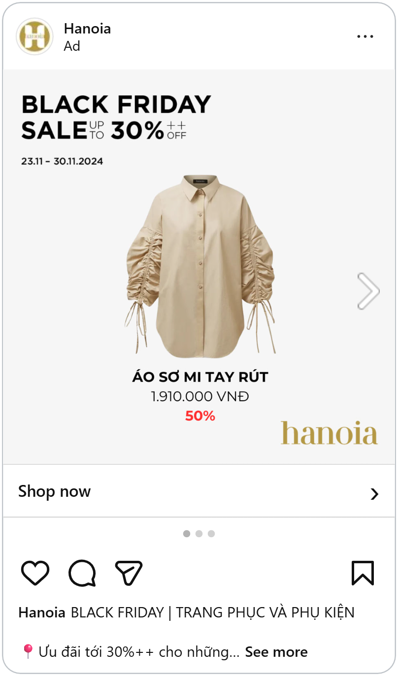 hanoia black friday 2026 instagram catalog ad example