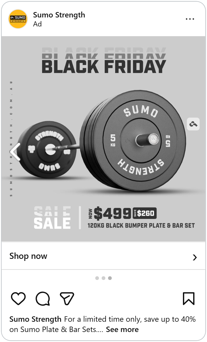 instagram black friday 2026 ad example sumo strength