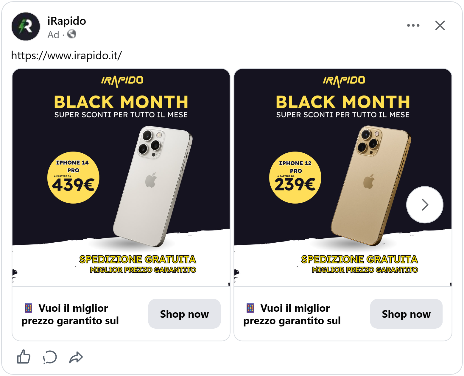 irapido facebook iphone black friday catalog ad example