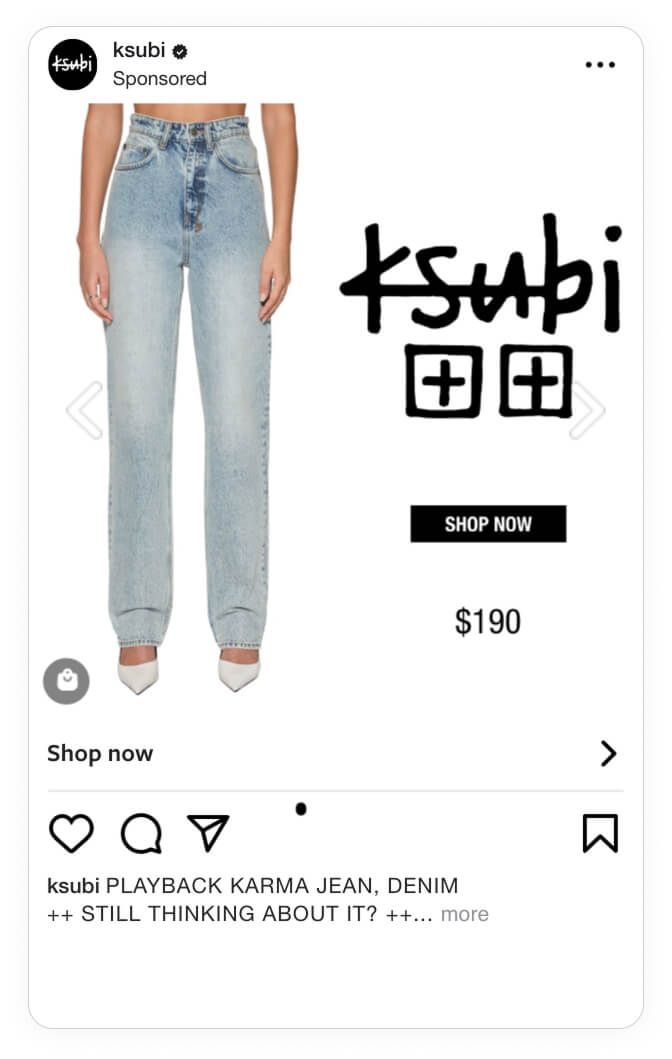 ksubi instagram catalog ad example catalog ad of the week