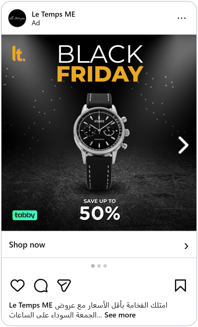 le temps me black friday 2026 catalog ad instagram example