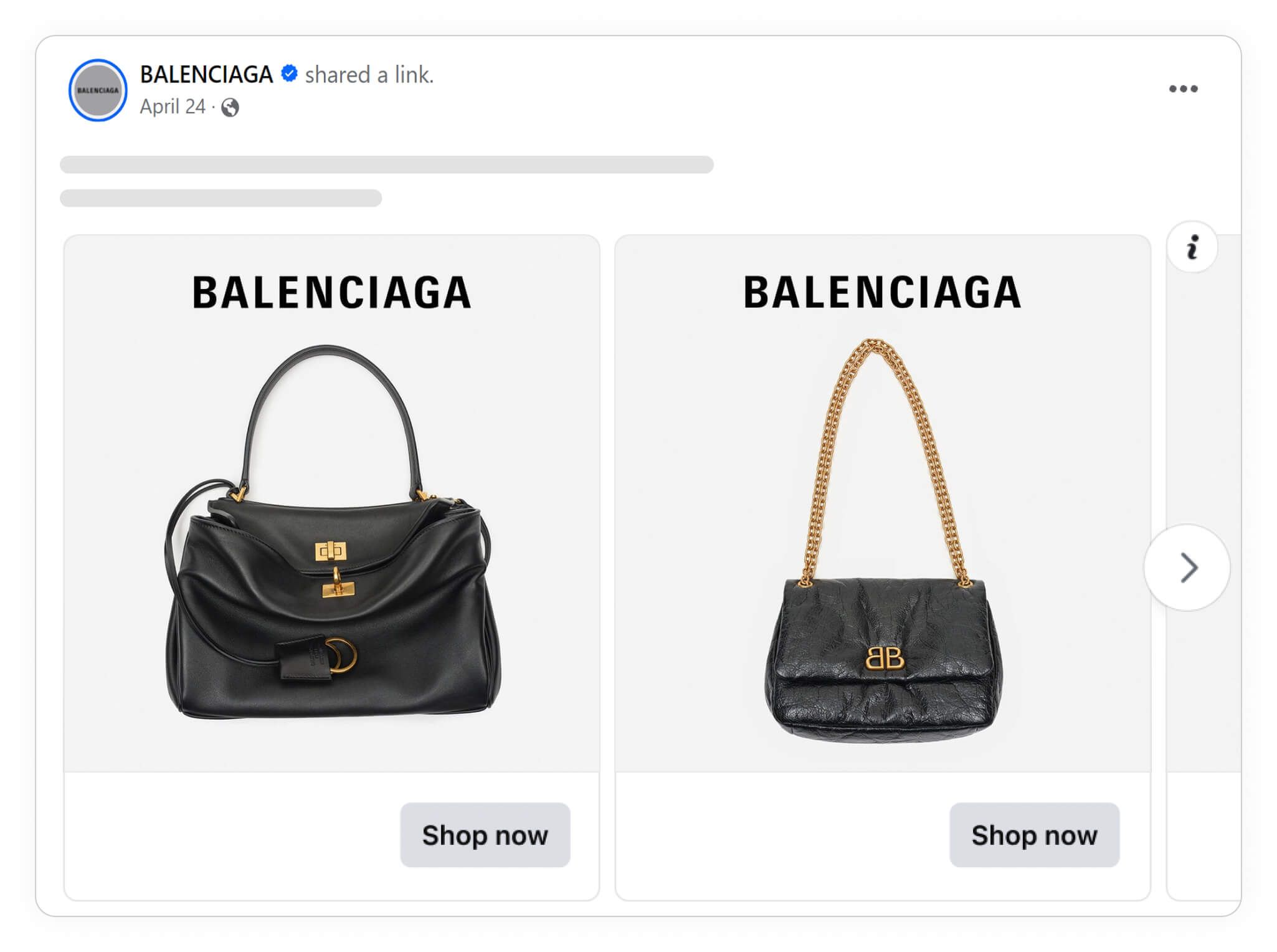 logo in catalog ads meta balenciaga dynamic product ads facebook