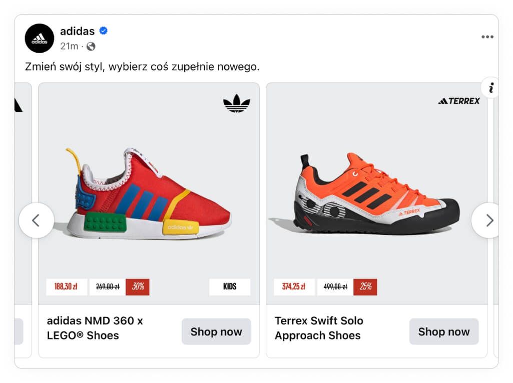 mid-end brands catalog ad adidas
