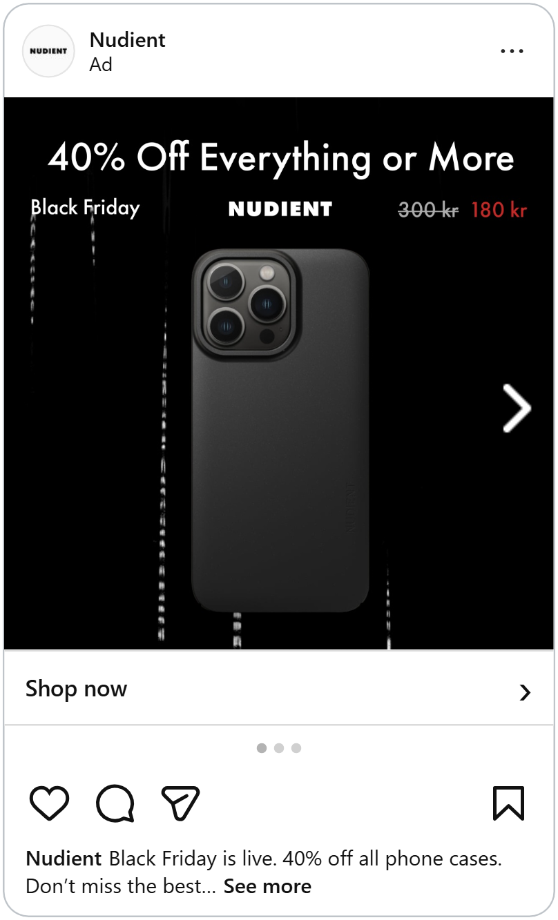 nudient black friday instagram catalog ad example