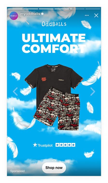 oddballs instagram story ad feather design catalog ad of the week