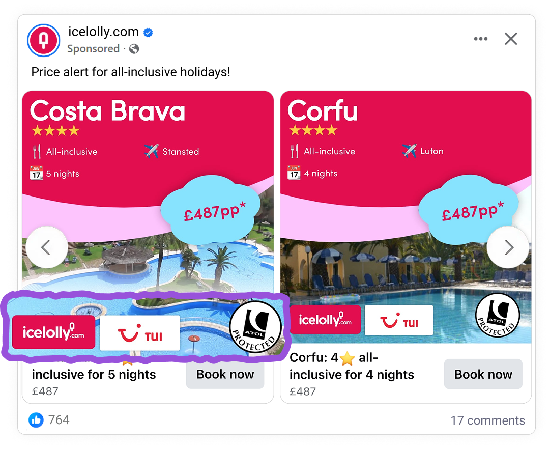 Ice jolly shows off different proof elements on their ads