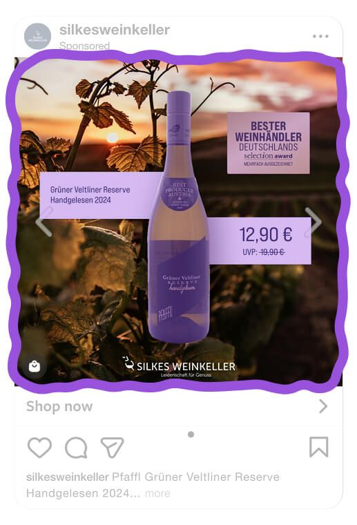silkes weinkeller instagram ad example seasonal background highlight catalog ad of the week