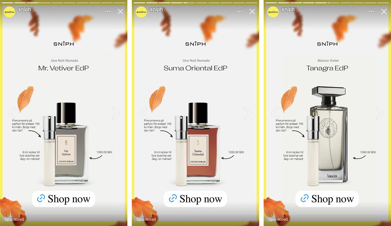 sniph grouped story ad example catalog ad of the week