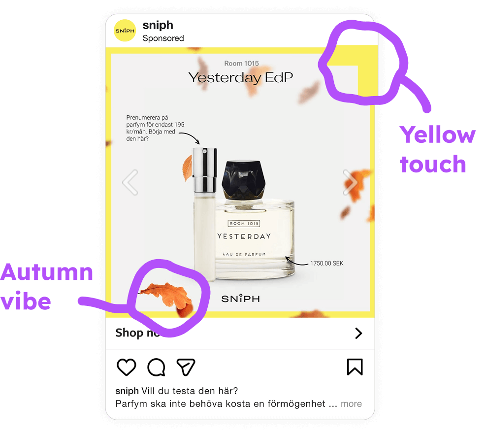 sniph instagram ad example catalog ad of the week season highlight