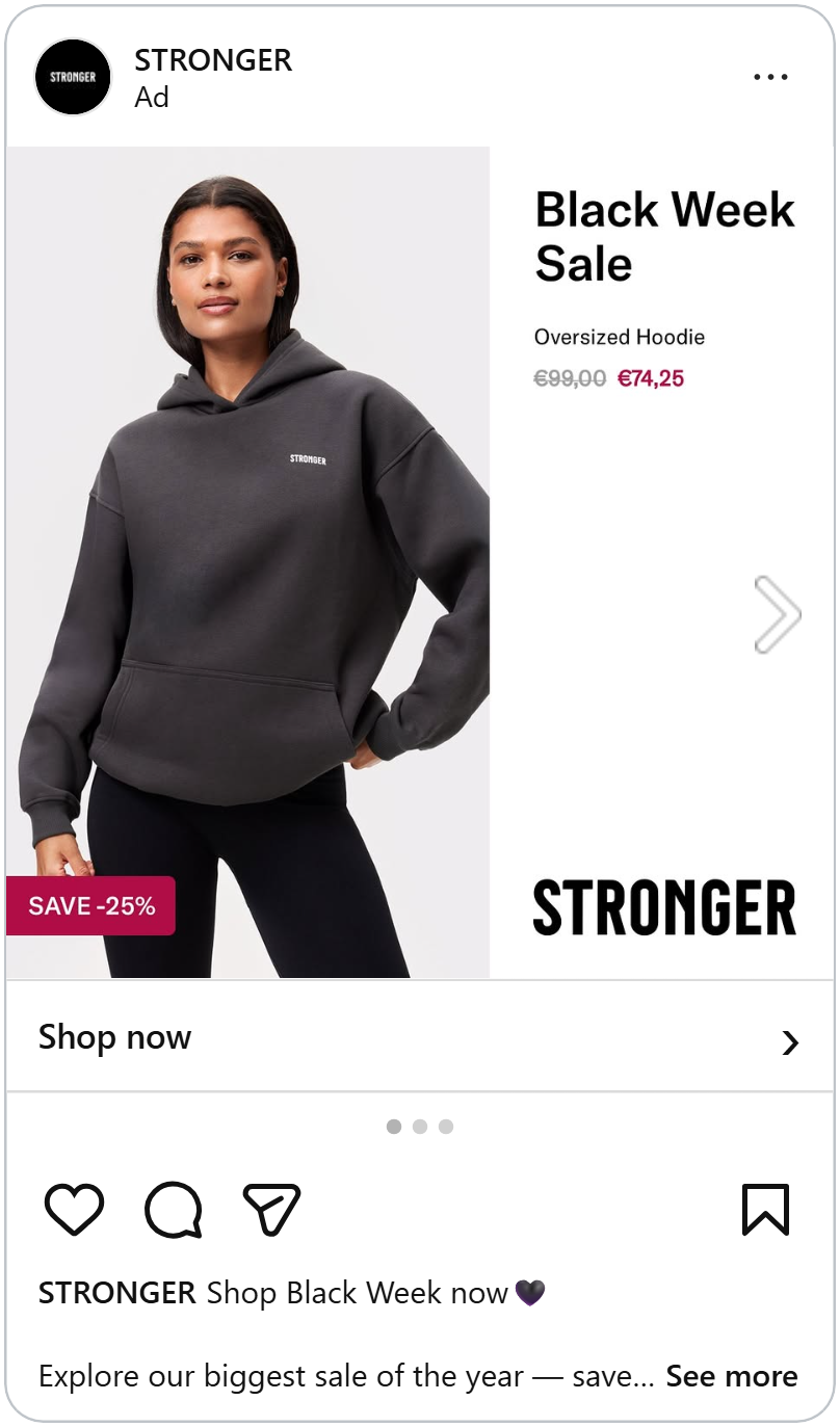stronger instagram black friday ad example