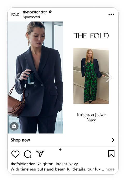 the fold black and green instagram catalog ad example