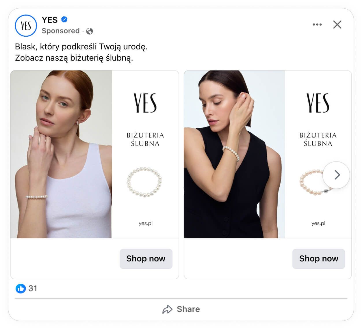 yes bizuteria catalog ad example facebook